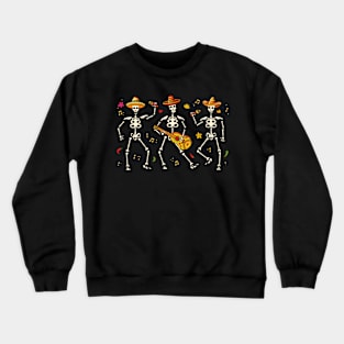 Funny Dancing Skeletons Sombreros Maracas - Cinco de Mayo Crewneck Sweatshirt